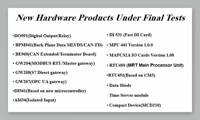 New Hardware Products Under Final Tests